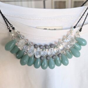 Lydell NYC Statement Necklace with Mint, Crystal, Grey,‎ and Blush Beads | Women